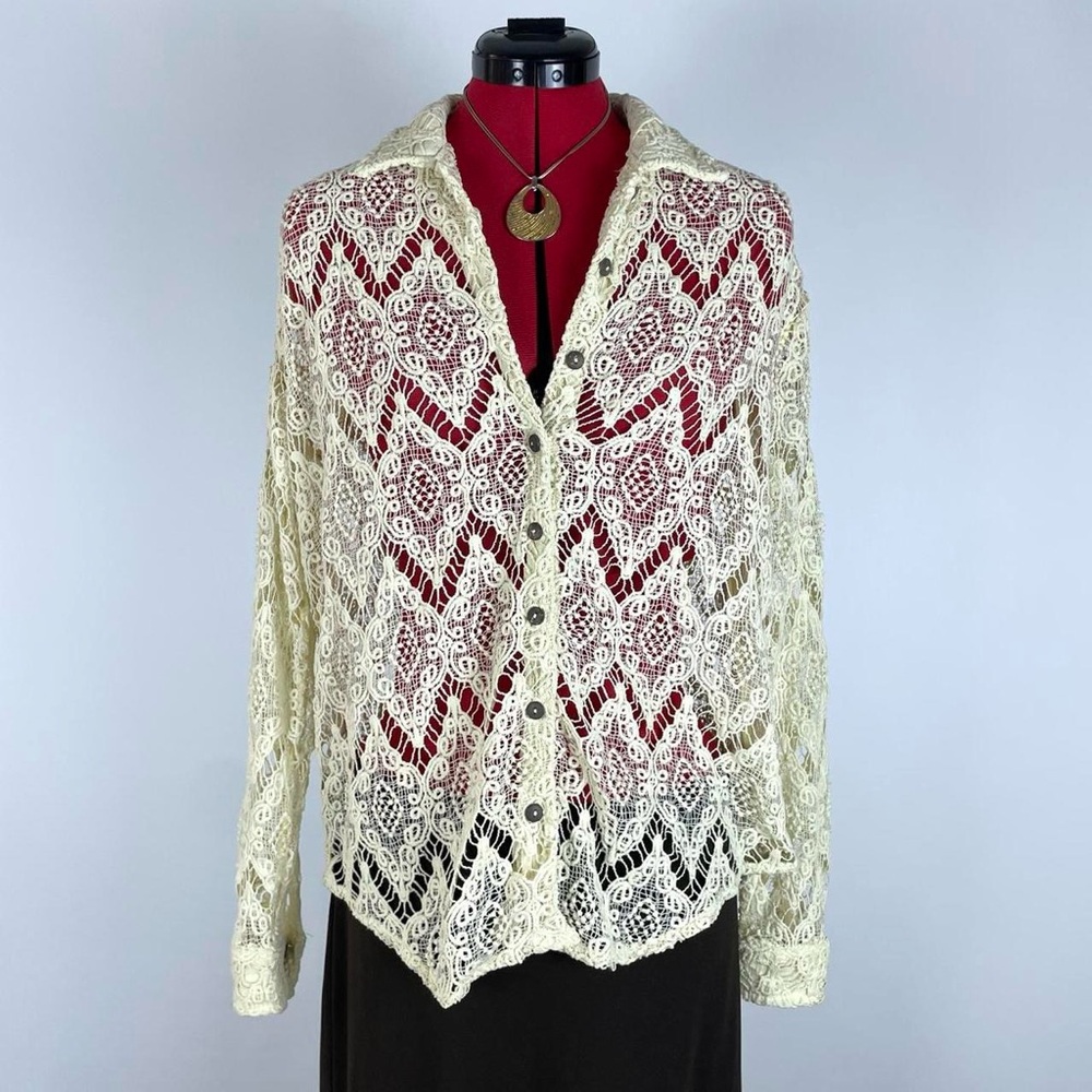 Free People Lace Button Down